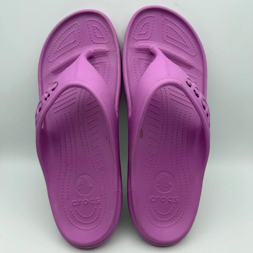 Crocs Baya Flip Flop Sandals Mens Size 11 Purple Thong Slip On Beach Summer